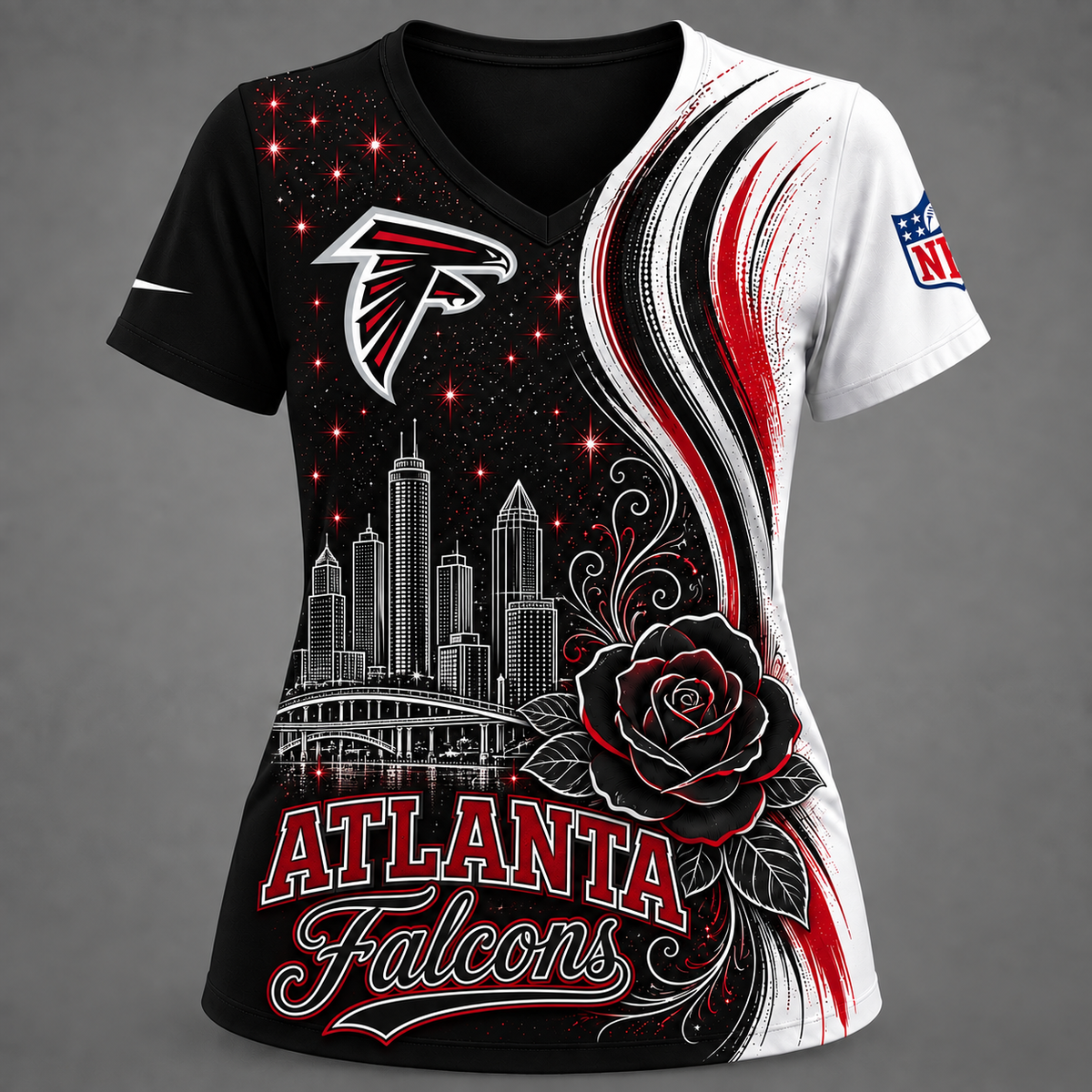 AF Premium NFL Floral Skyline V-neck
