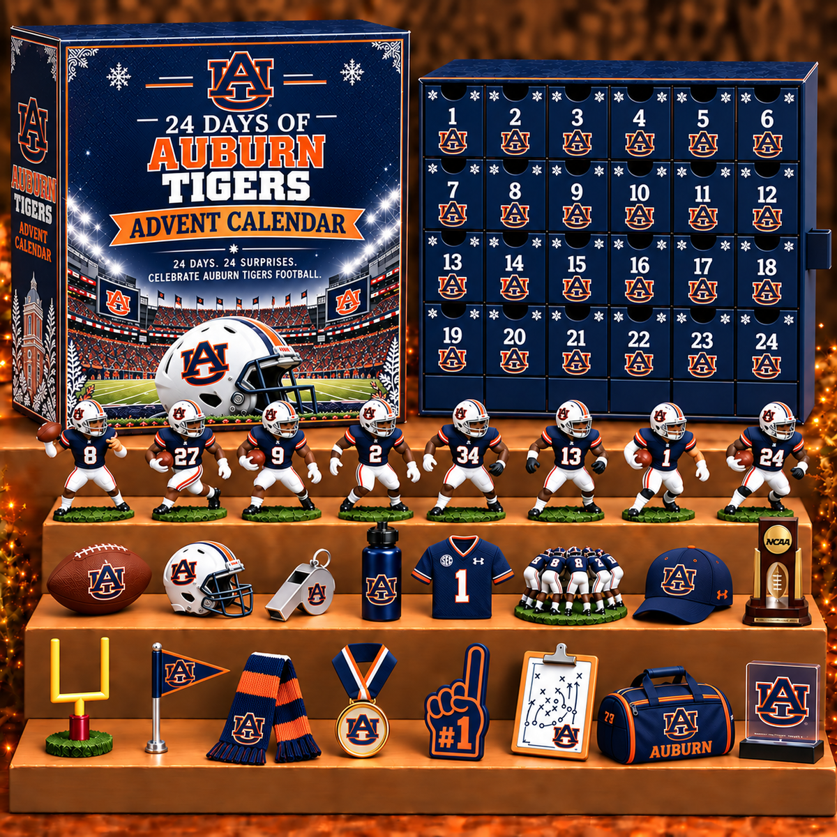 AT x NCAA Personalized 24 Days Of American Football Advent Calendar Blink Box