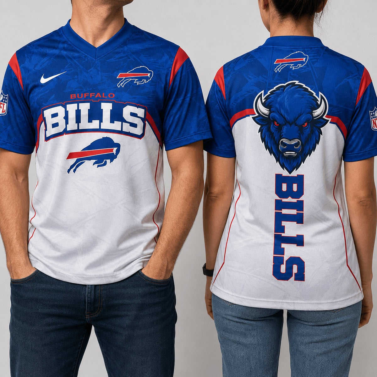 BB Premium NFL Power Graphic 3D V-neck Shirt