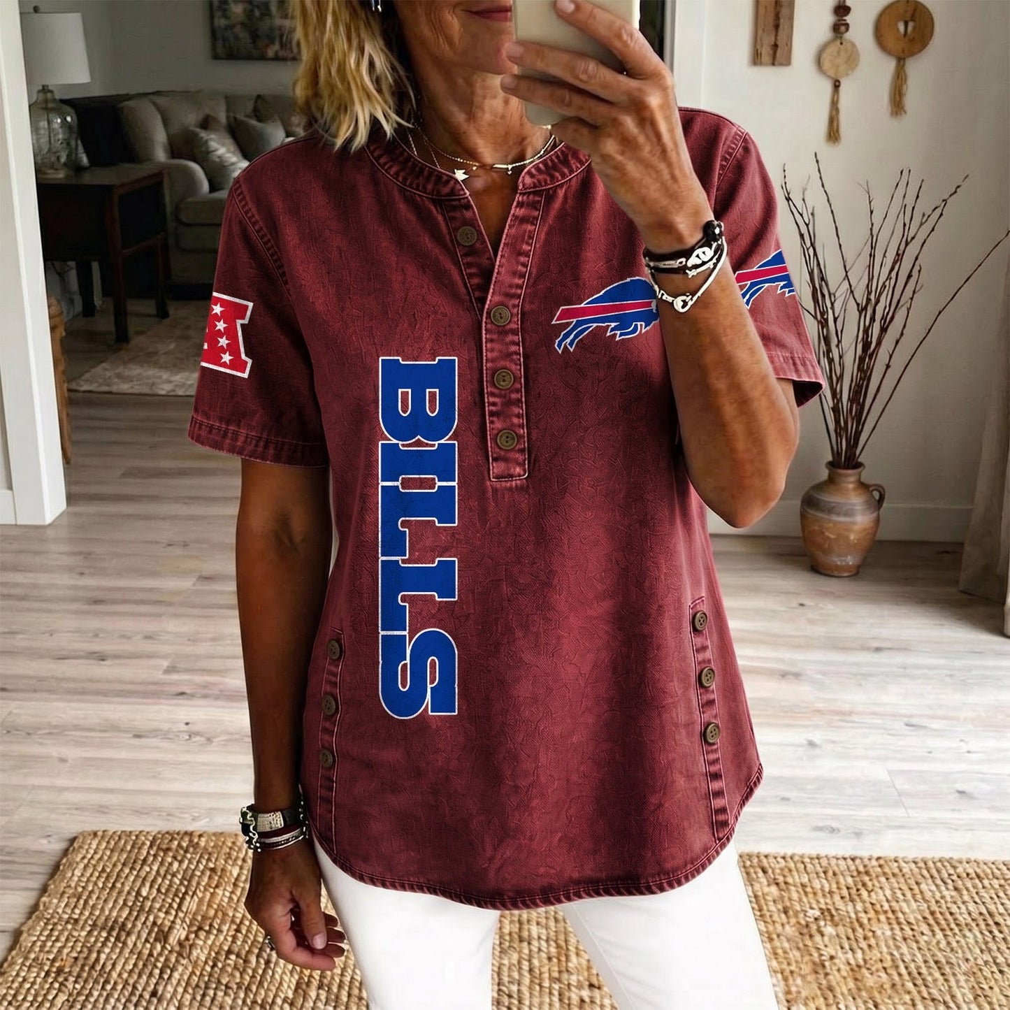 BUF x NFL Women’???s Denim Casual Tops DATND LBN 190526