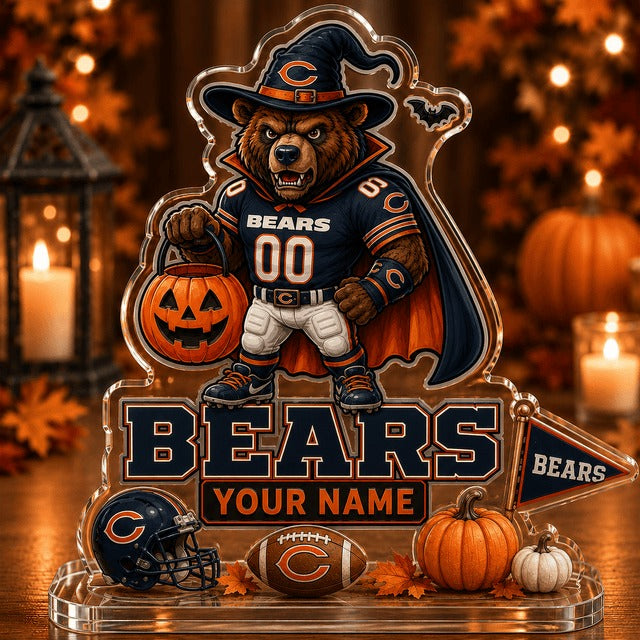 CHI NFL Halloween Acrylic Block Plaque Personalized Gift For Fan