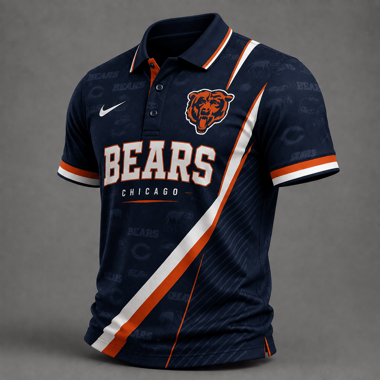 CHI Premium NFL Diagonal Stripe Polo Shirt