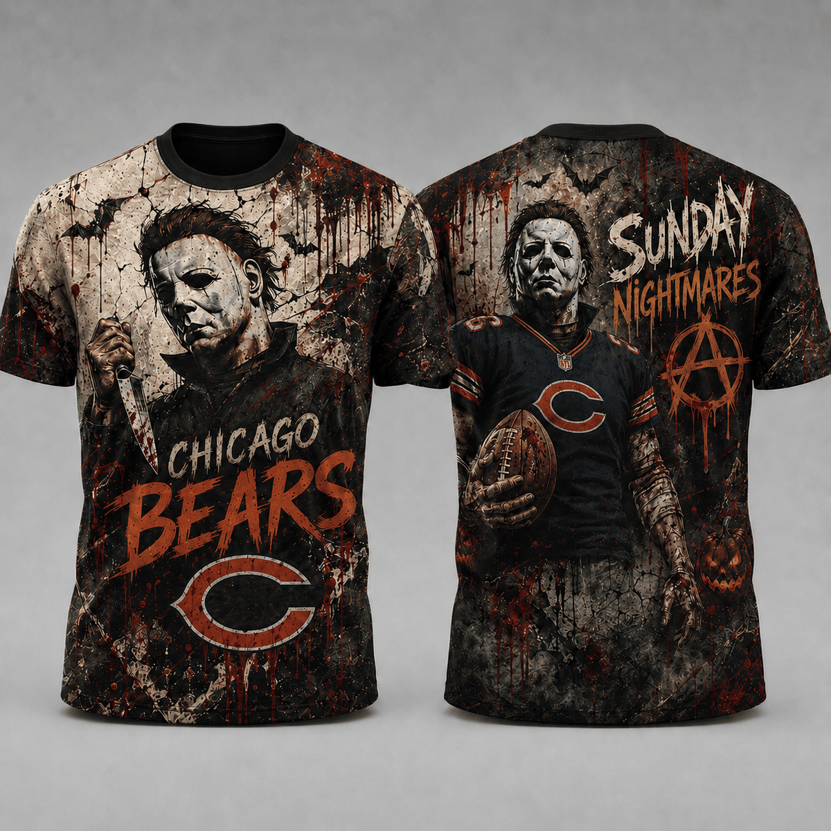 CHI Premium NFL Michael Myers Sunday Nightmares 3D T-Shirt For Horror Football Fans
