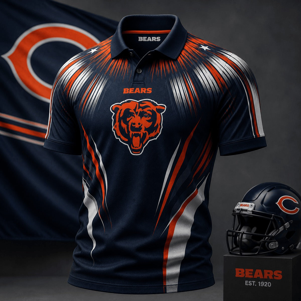 CHI Premium NFL Victory Rush Polo Shirt