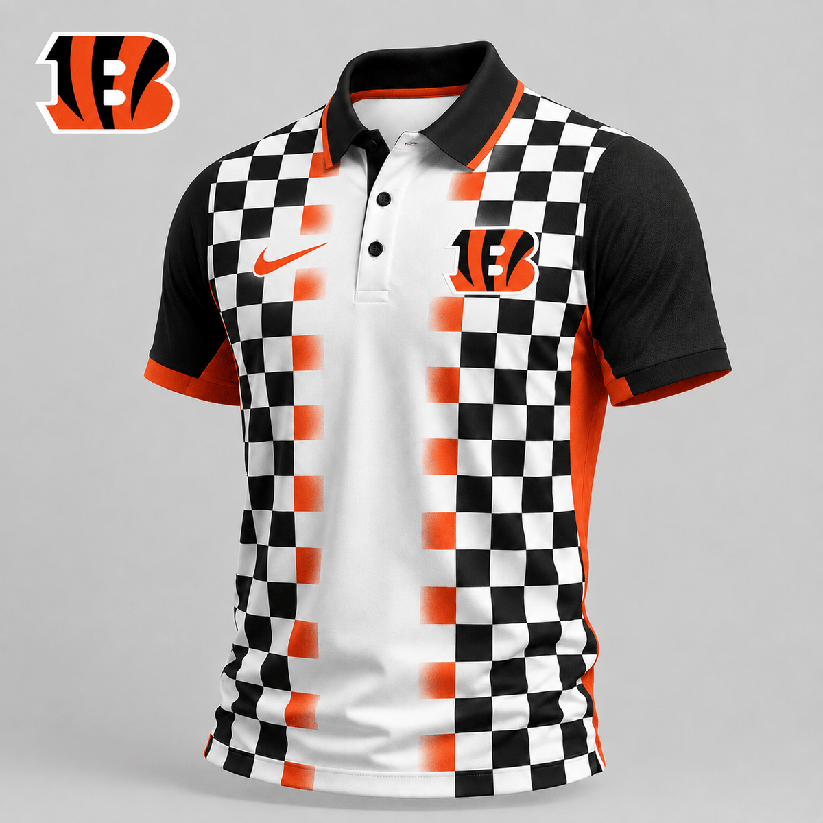 CIN Premium NFL Checkered Fade Polo Shirt