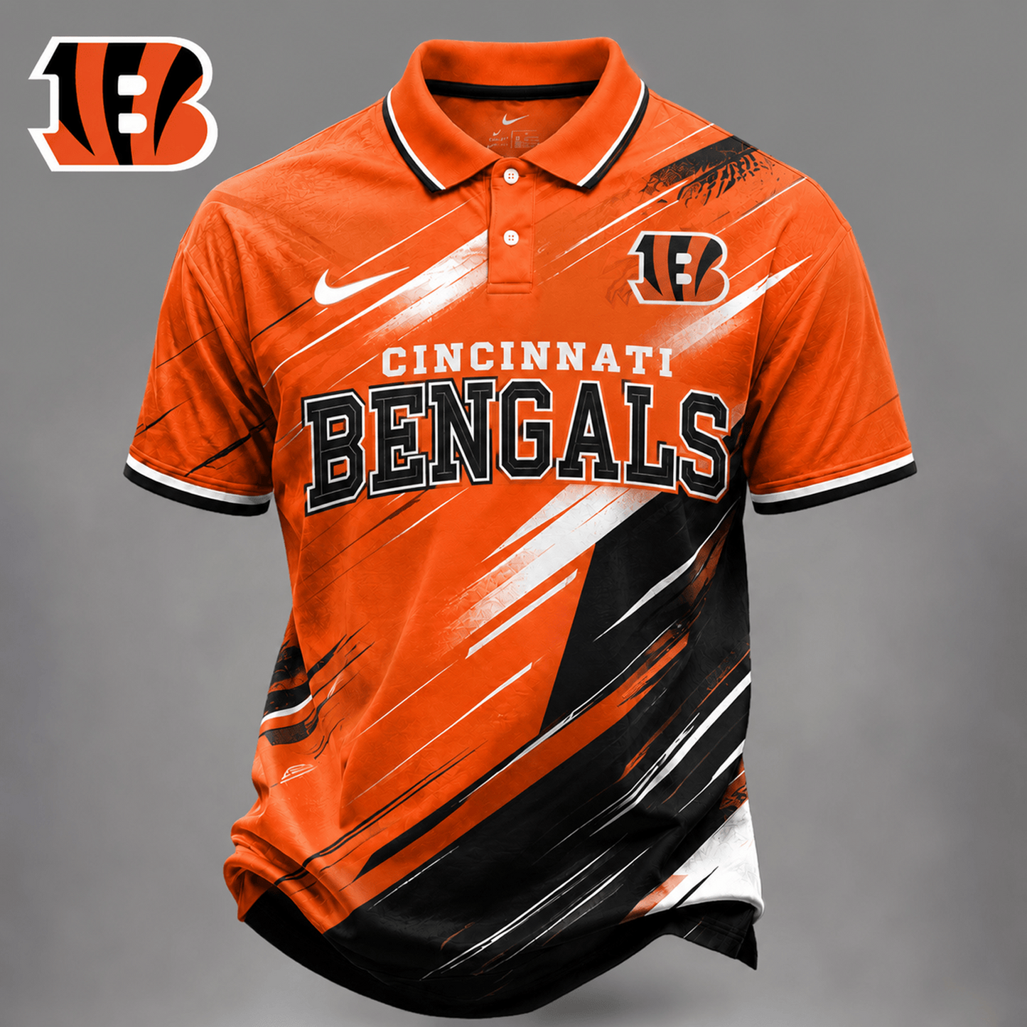 CIN x NFL Premium Bold Stripe Polo Shirt