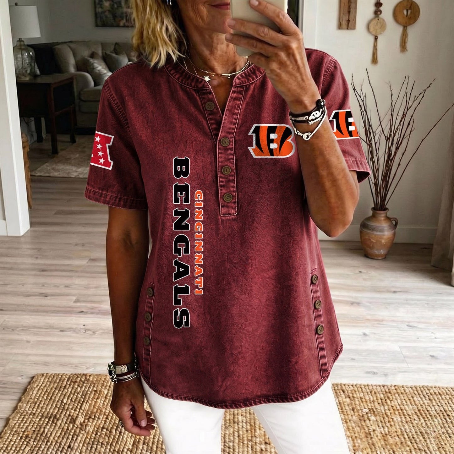 CIN x NFL Women’???s Denim Casual Tops DATND LBN 190526