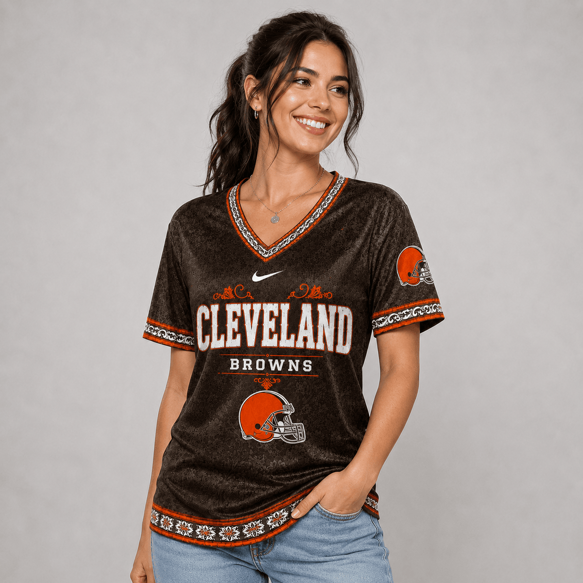 CLE Premium NFL Classic Floral Satin Shirt