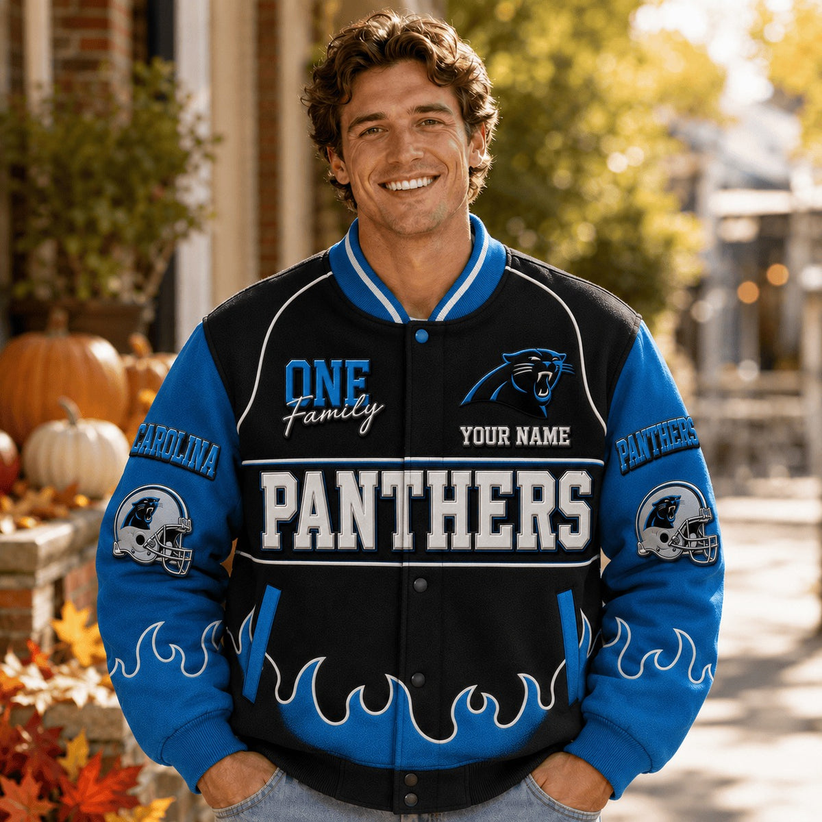 CP NFL Team Baseball Jacket Custom Any Name Gift For Fan