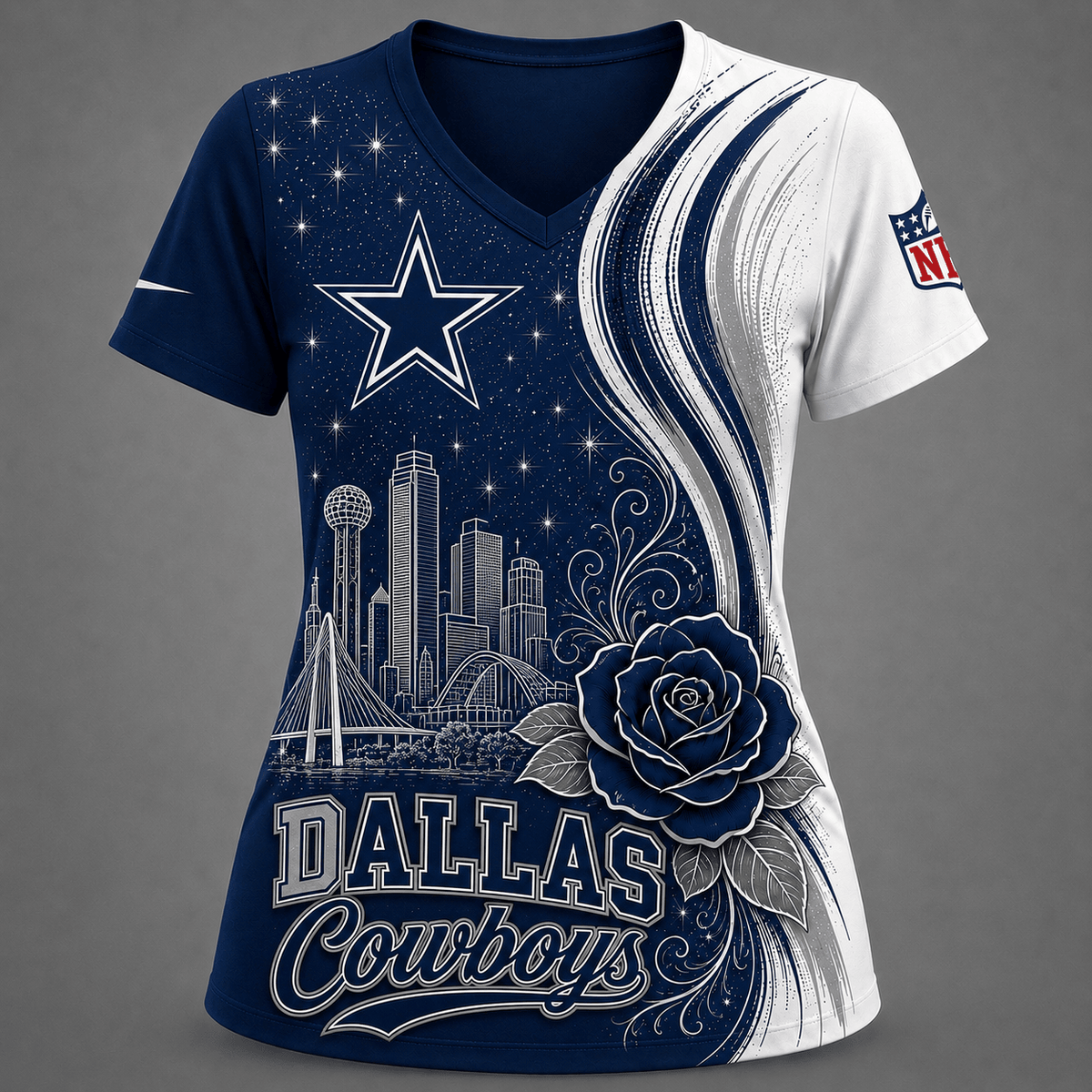DC Premium NFL Floral Skyline V-neck
