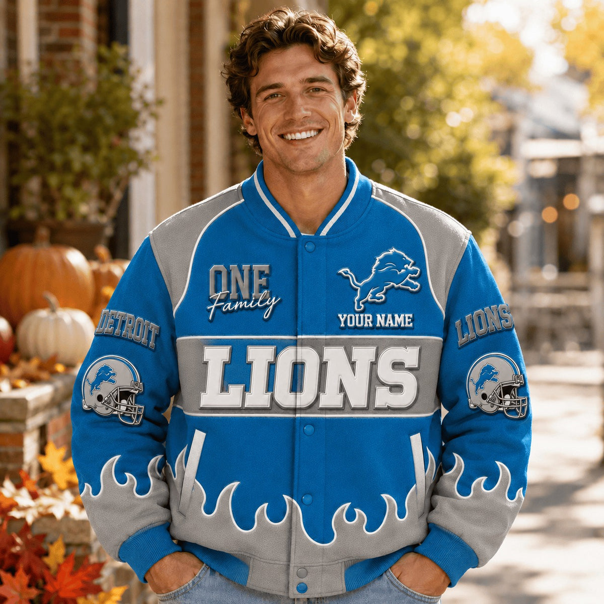 DL NFL Team Baseball Jacket Custom Any Name Gift For Fan