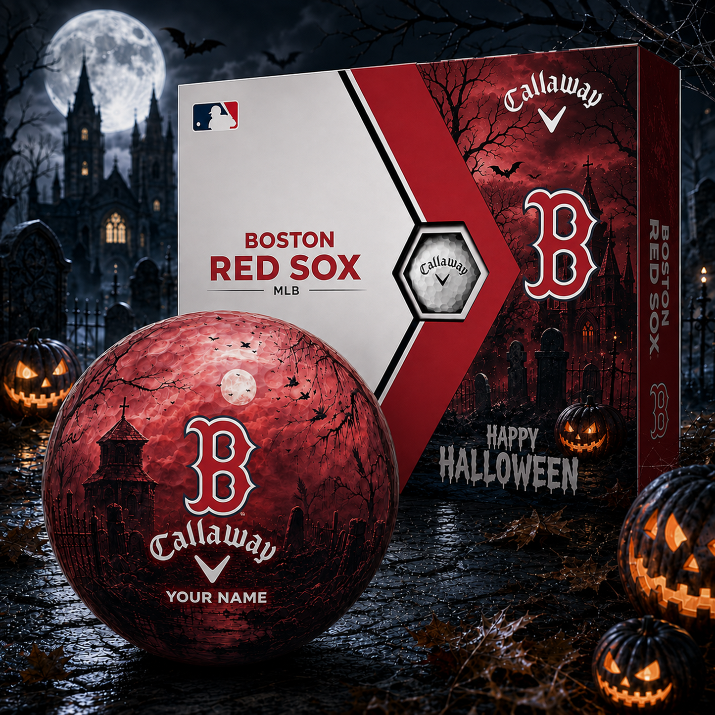 Exclusive MLB x BOS Halloween V1 Personalized Name Golf Ball