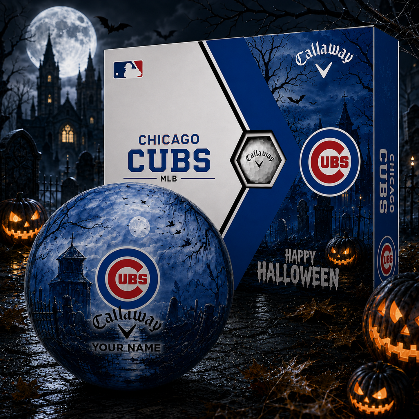 Exclusive MLB x CHI Halloween V1 Personalized Name Golf Ball