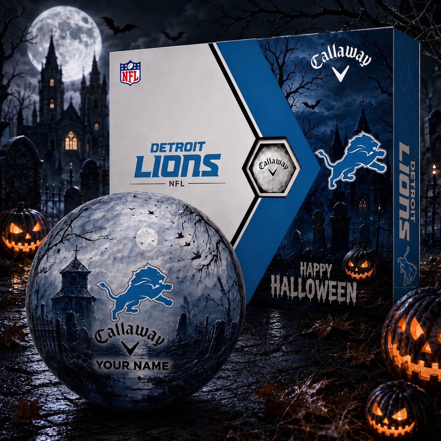 Exclusive NFL x DET Halloween V1 Personalized Name Golf Ball