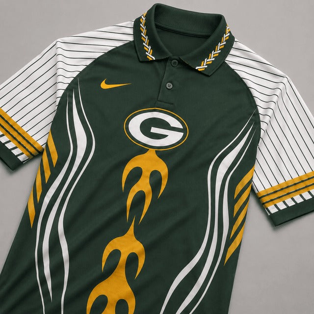 GBP Premium NFL Flame Stripe Athletic Polo Shirt