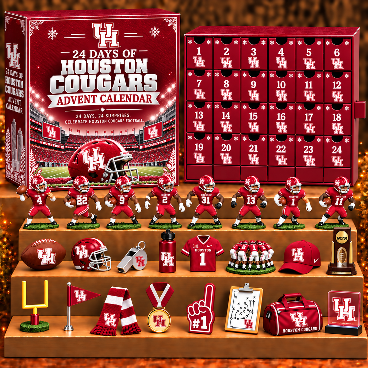 HC x NCAA Personalized 24 Days Of American Football Advent Calendar Blink Box