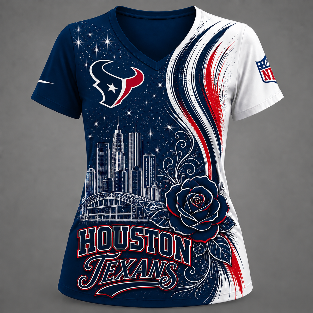 HT Premium NFL Floral Skyline V-neck