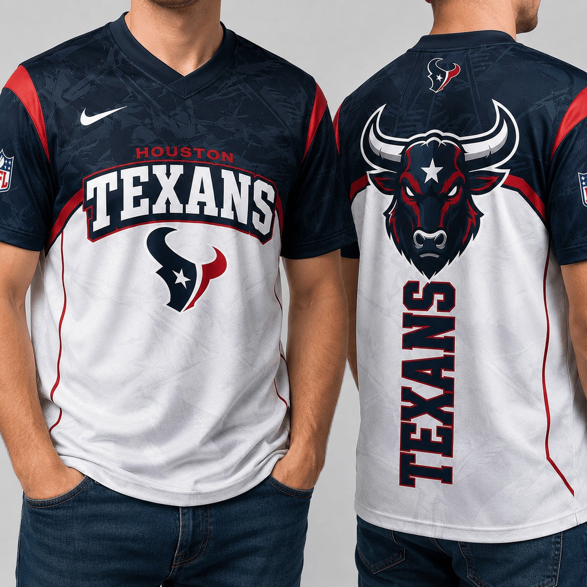 HT Premium NFL Power Graphic 3D V-neck Shirt