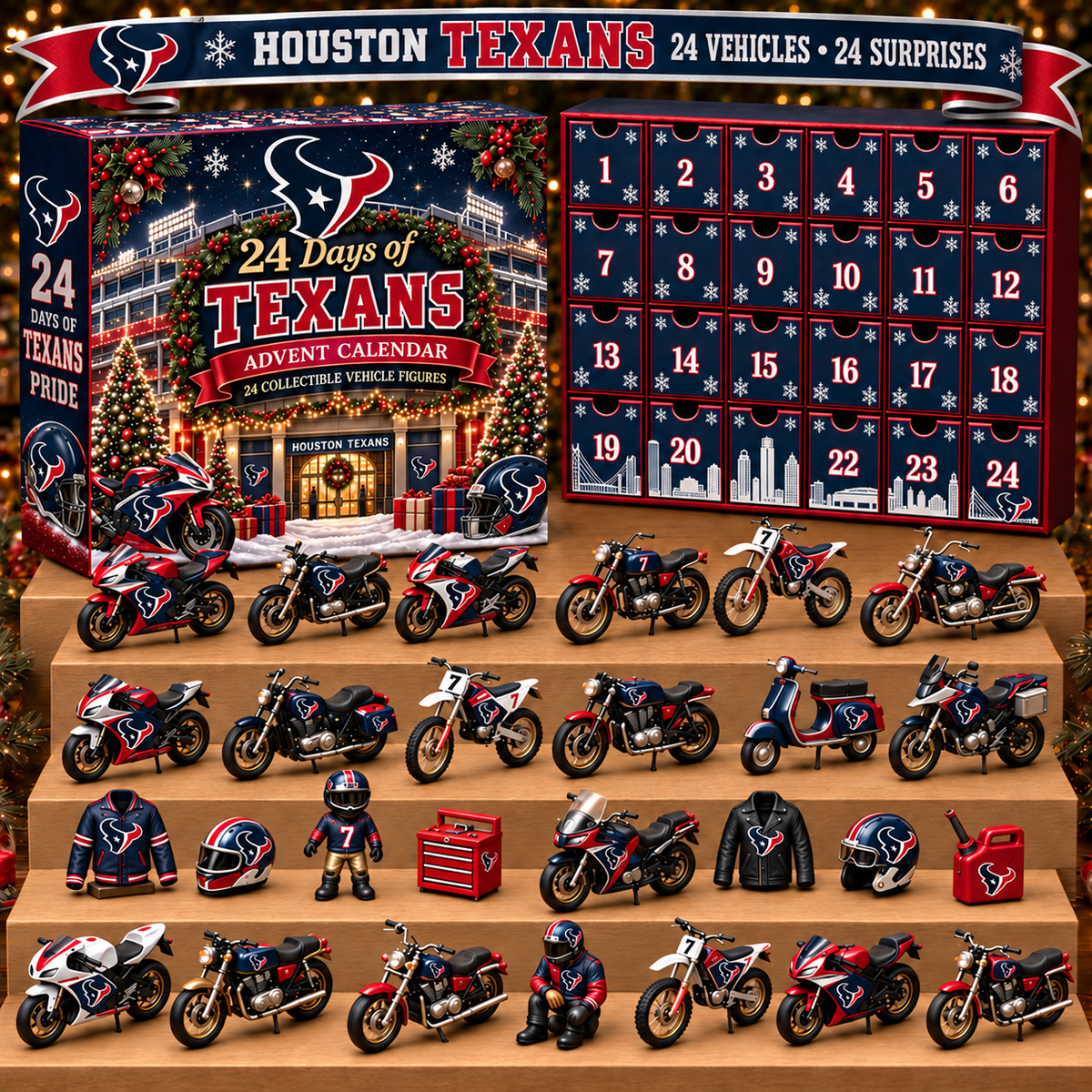HT x NFL Personalized 24 Days Of Motorcycles Advent Calendar Blink Box