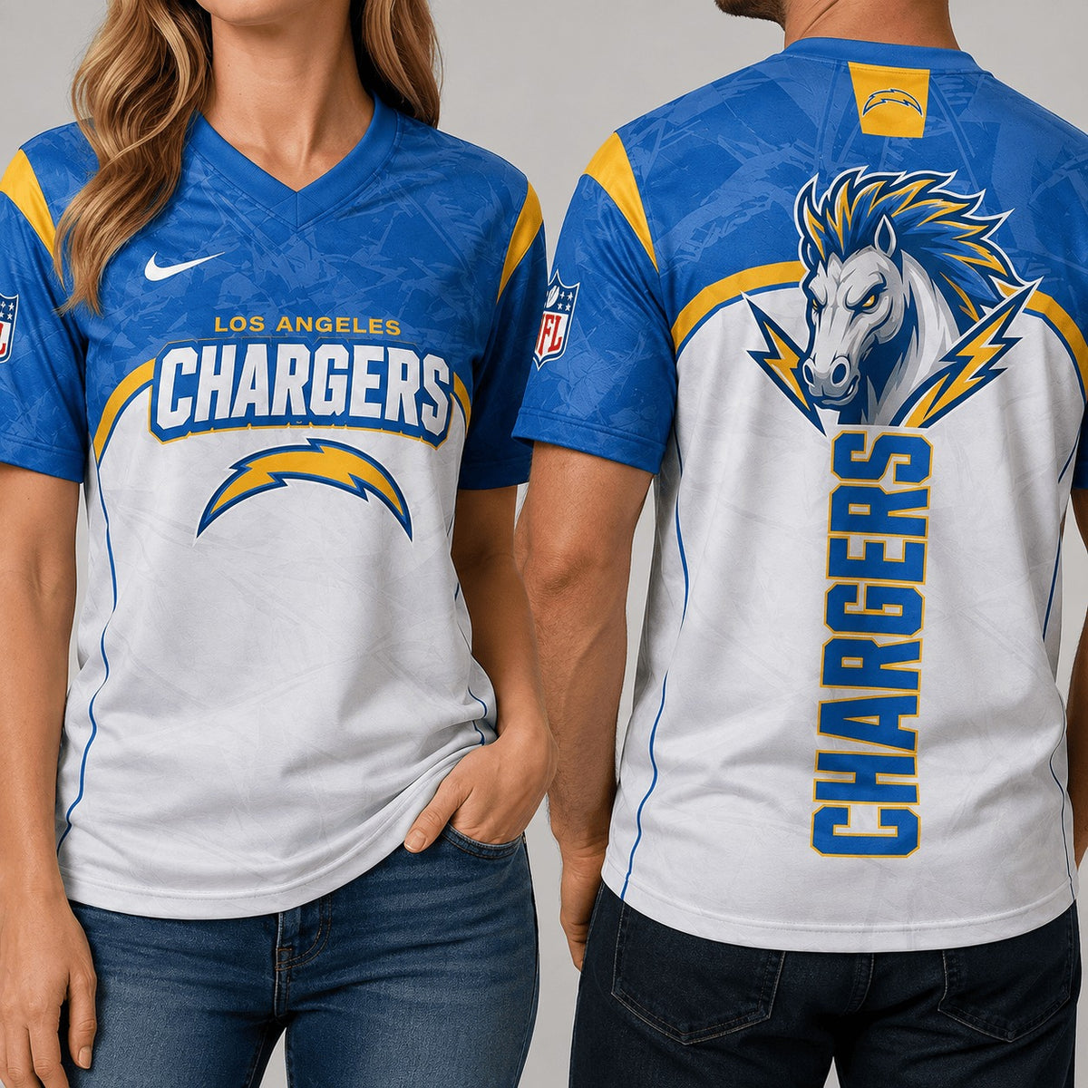 LAC Premium NFL Power Graphic 3D V-neck Shirt