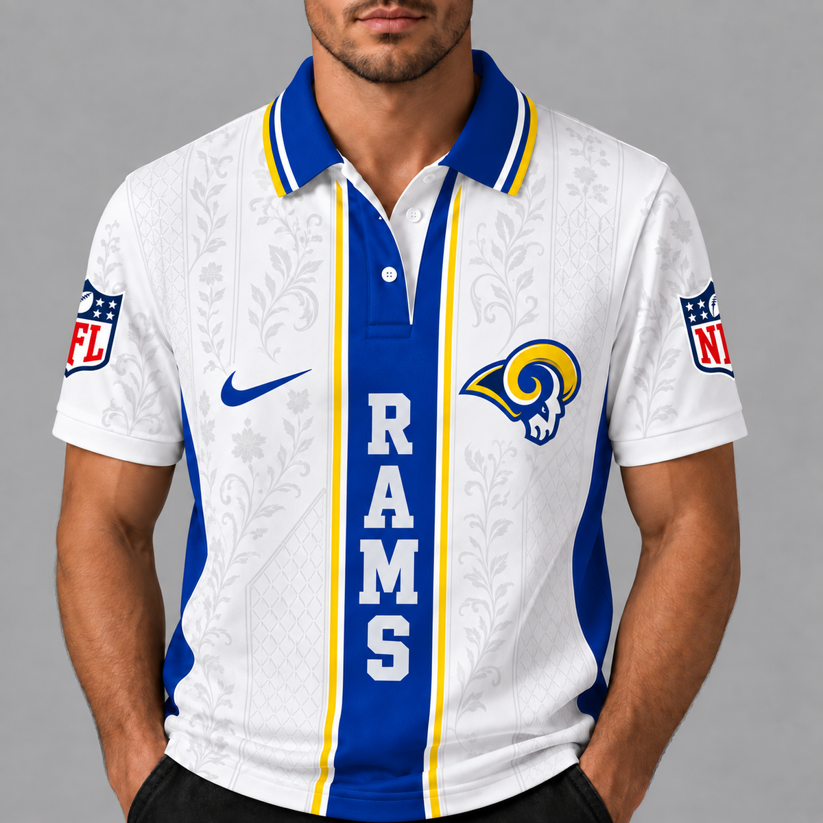 LAR Premium NFL Floral Elegance Men‘s Polo Shirt
