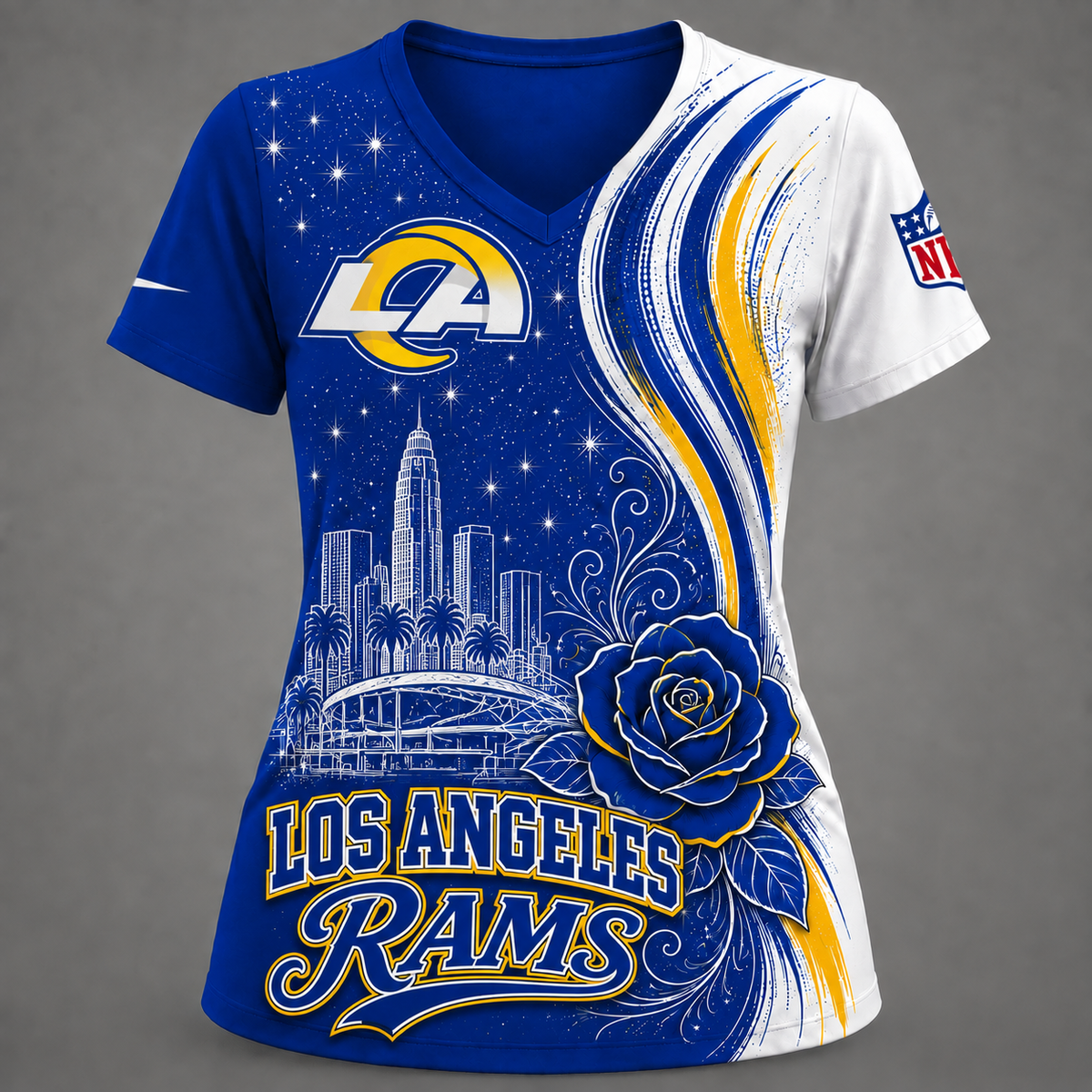 LAR Premium NFL Floral Skyline V-neck