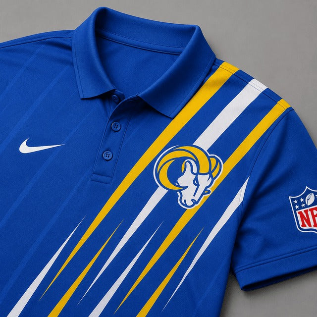 LAR Premium NFL Premium Athletic Stripe Polo Shirt