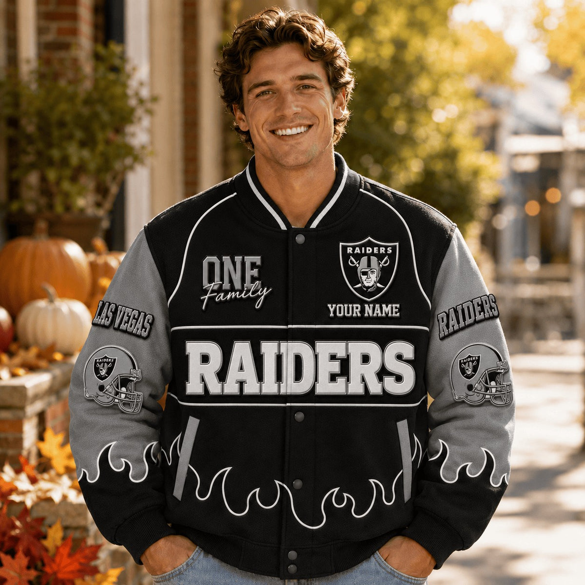 LVR NFL Team Baseball Jacket Custom Any Name Gift For Fan