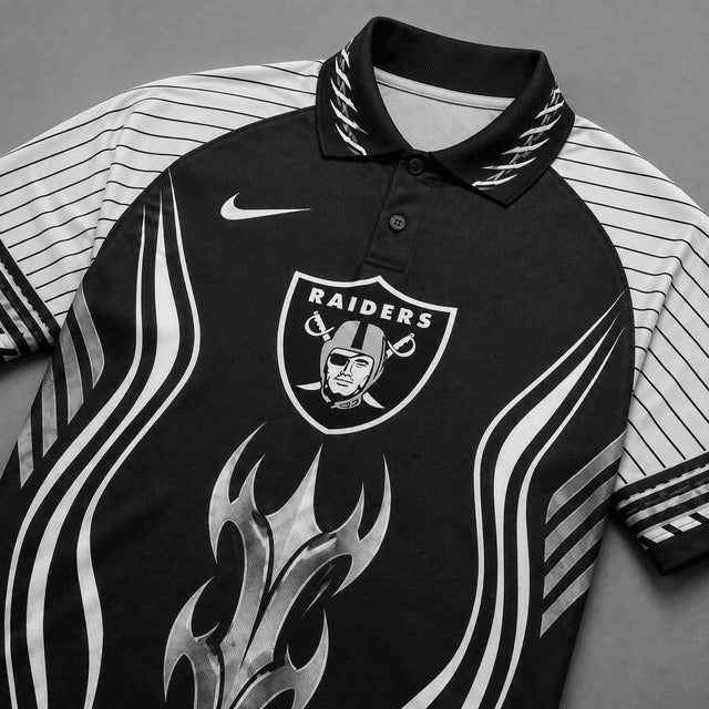 LVR Premium NFL Flame Stripe Athletic Polo Shirt