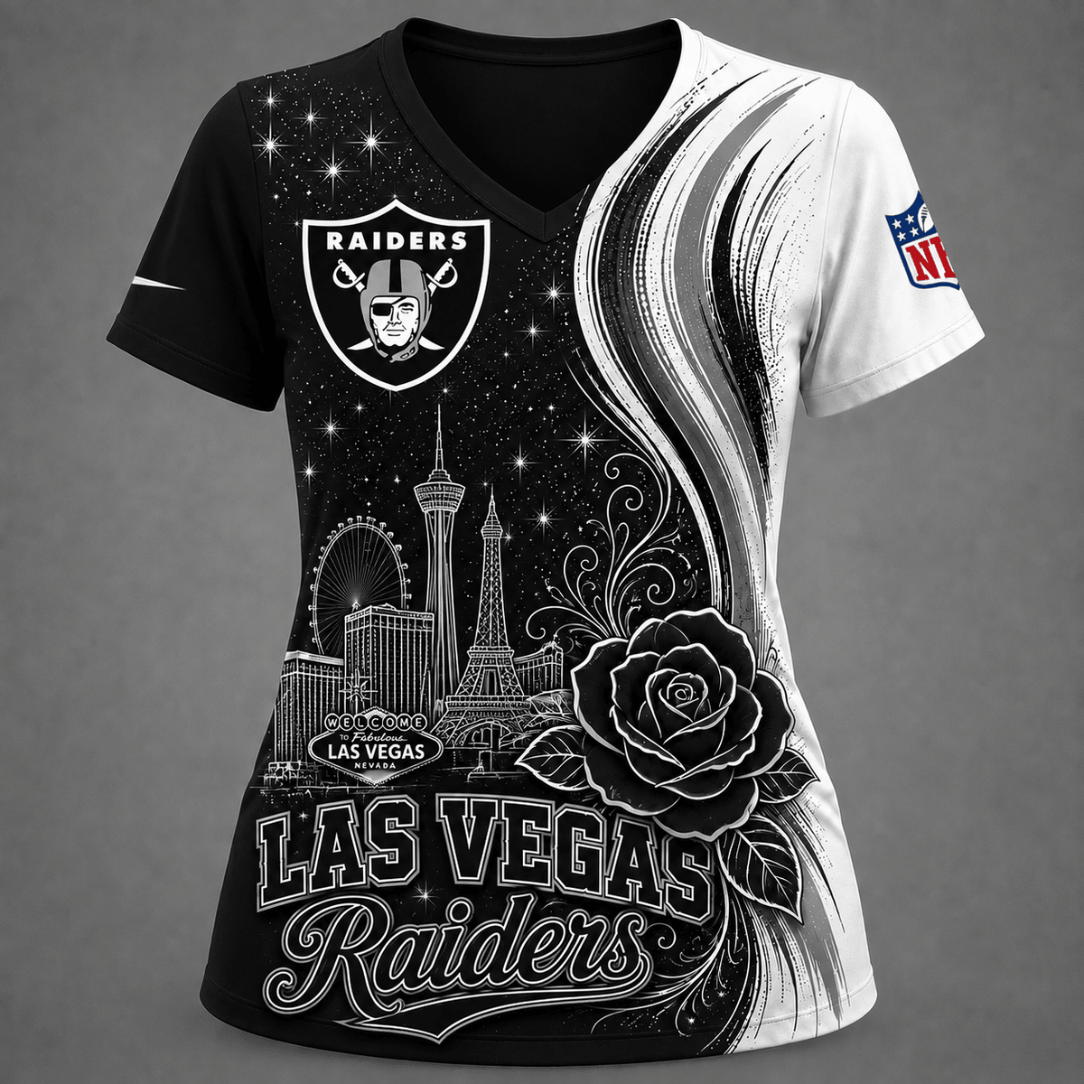 LVR Premium NFL Floral Skyline V-neck