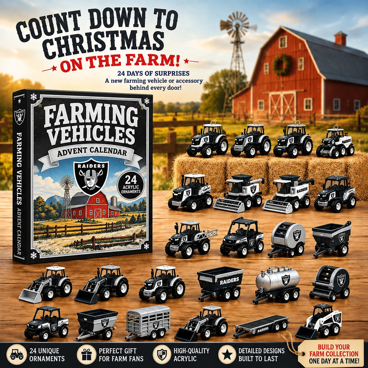 LVR x NFL Personalized 24 Days Of Farming Vehicles Advent Calendar Blink Box