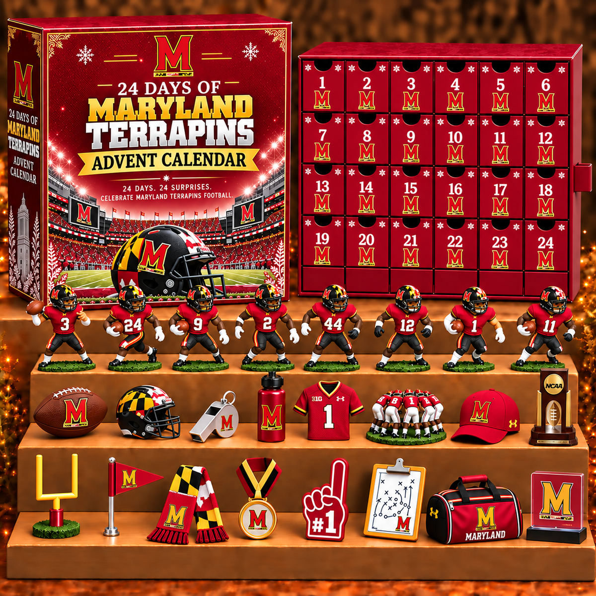 MAR x NCAA Personalized 24 Days Of American Football Advent Calendar Blink Box