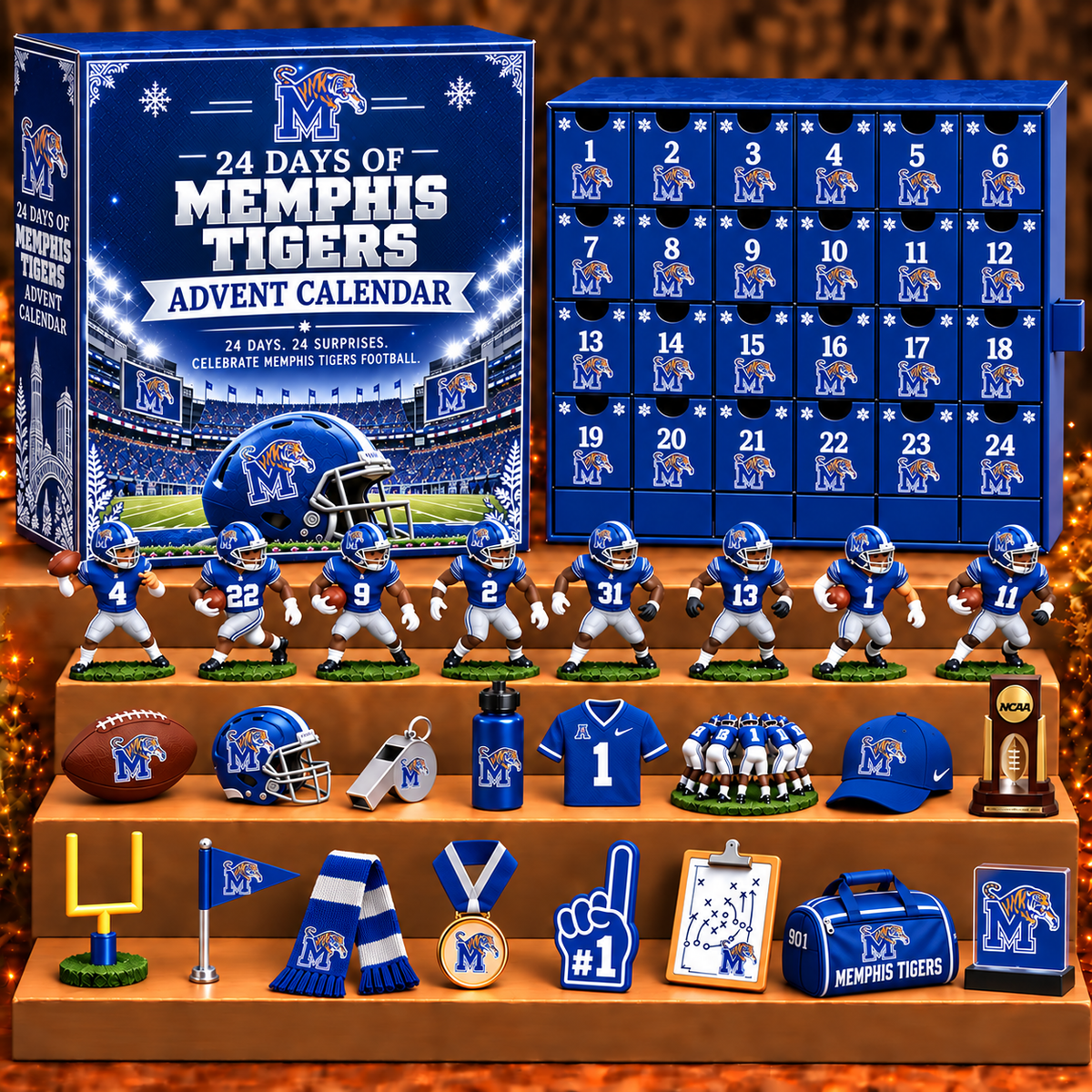 MEM x NCAA Personalized 24 Days Of American Football Advent Calendar Blink Box