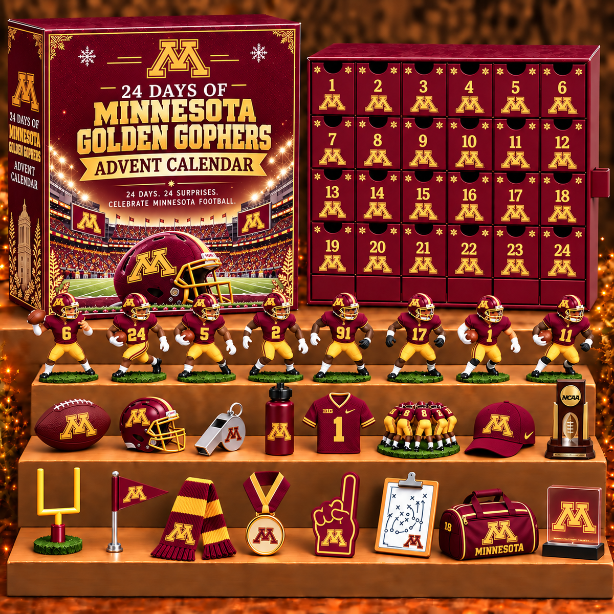MGG x NCAA Personalized 24 Days Of American Football Advent Calendar Blink Box