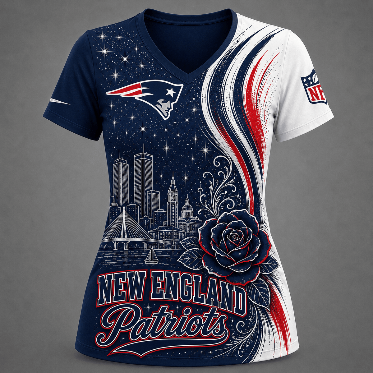 NEP Premium NFL Floral Skyline V-neck