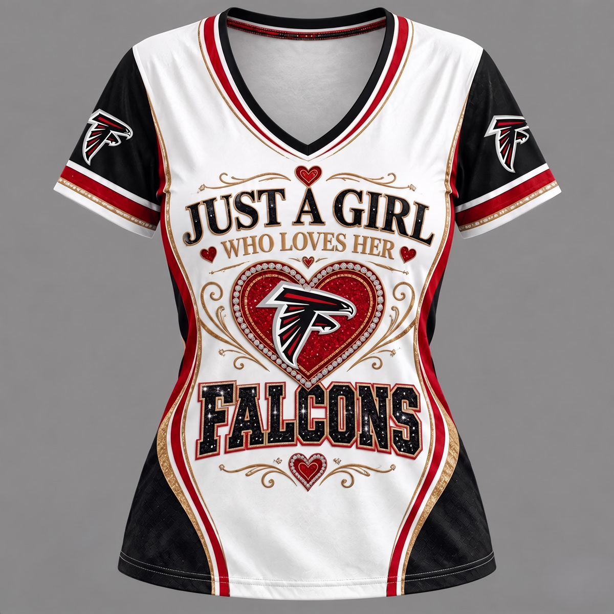 NFL x ATL Just A Girl V-Neck Shirt