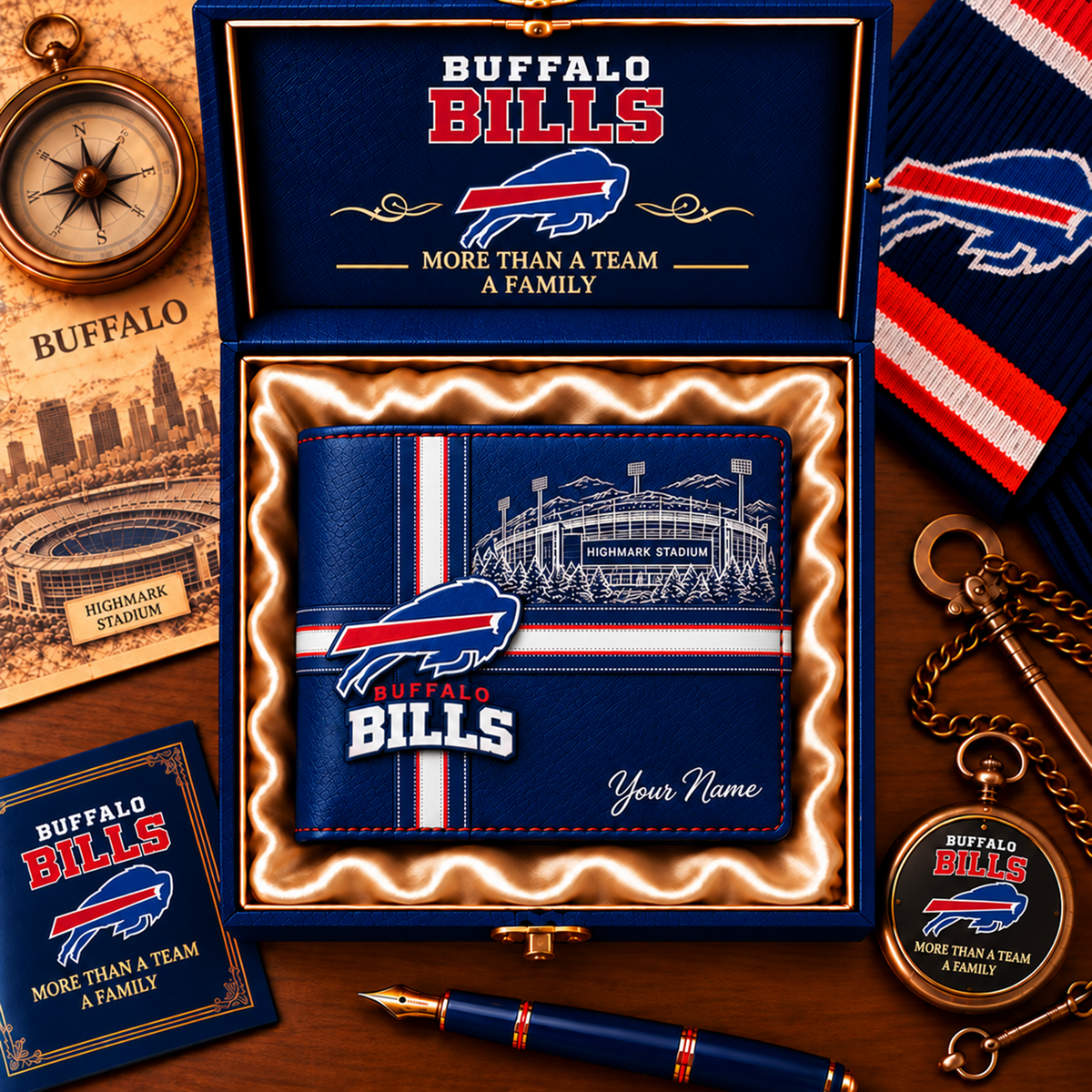 NFL x BUF Custom Name Leather Wallet