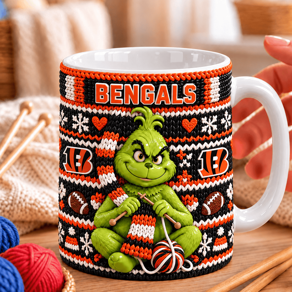 NFL x CIN Grinch Knitting Coffee Mug