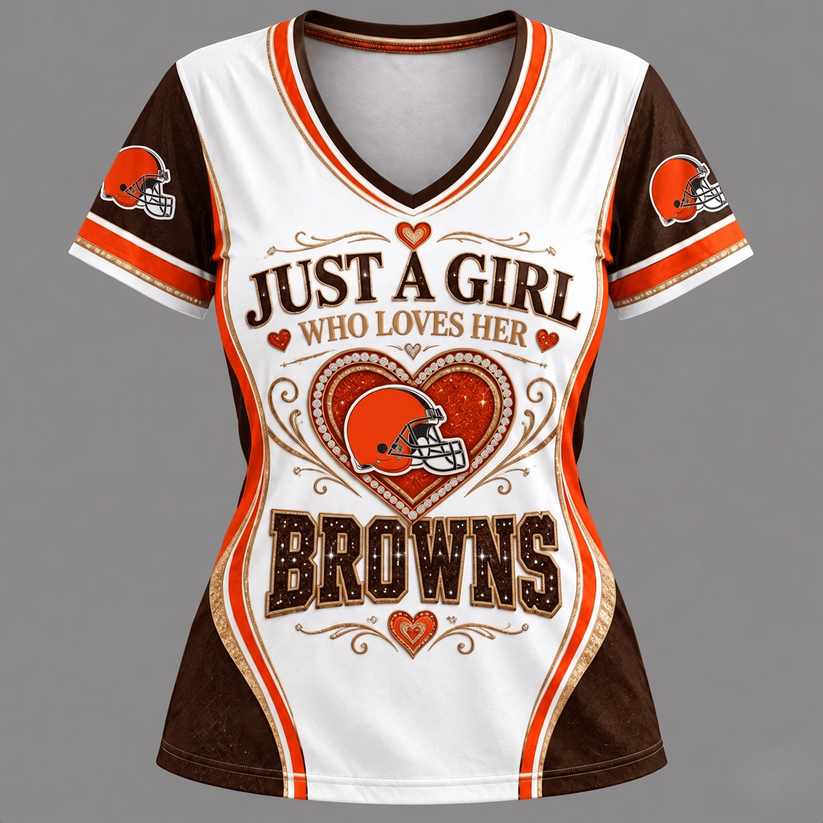 NFL x CLE Just A Girl V-Neck Shirt