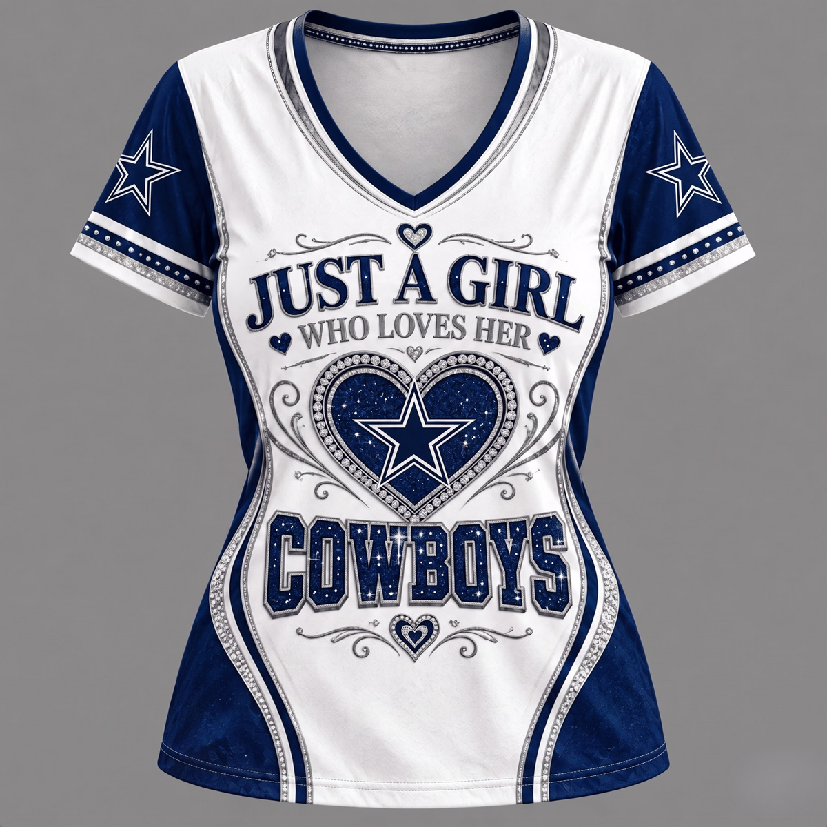 NFL x DAL Just A Girl V-Neck Shirt