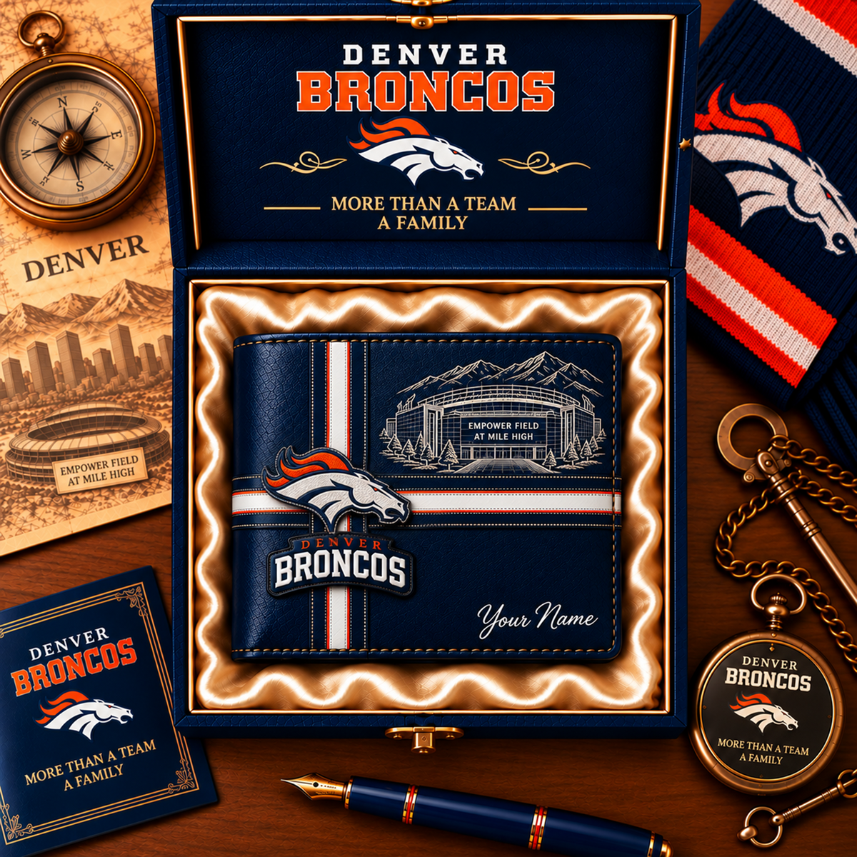 NFL x DEN Custom Name Leather Wallet