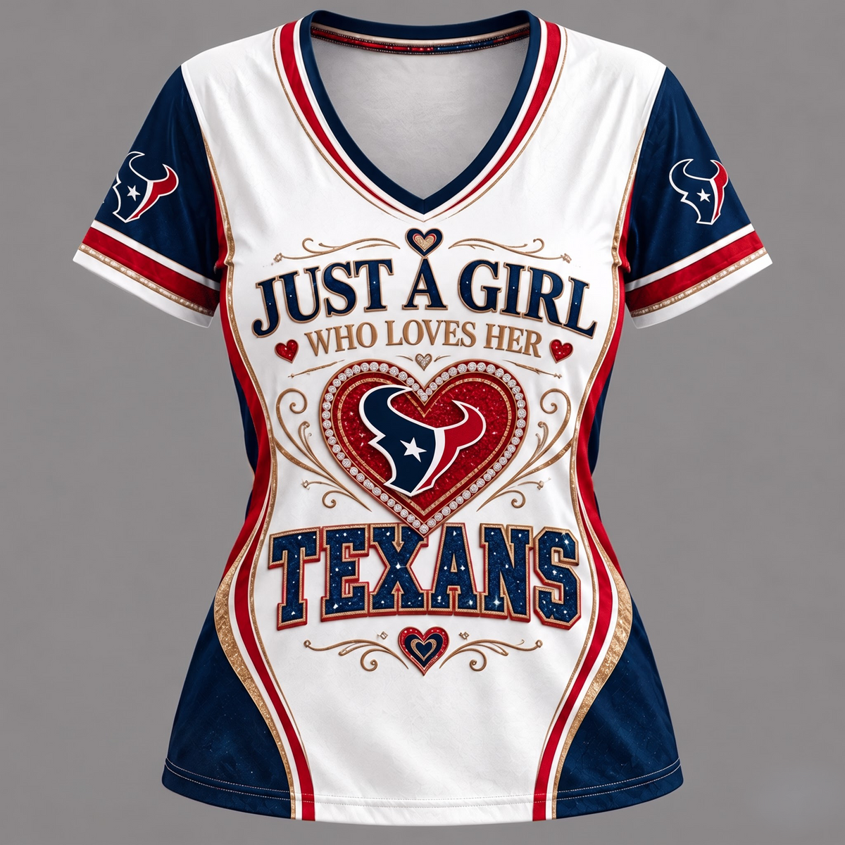 NFL x HOU Just A Girl V-Neck Shirt