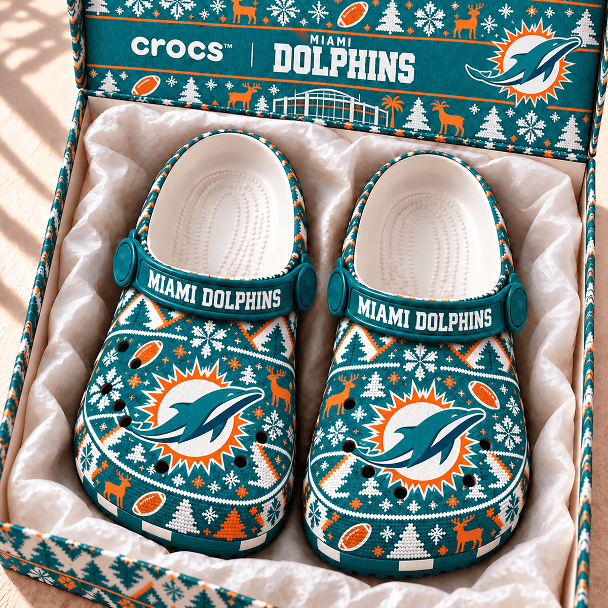 NFL x MIA Christmas Crocs