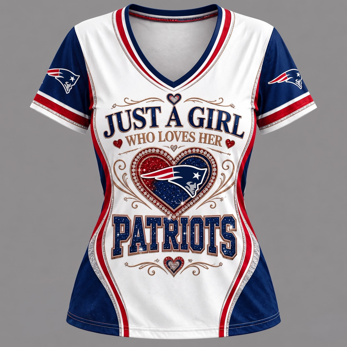 NFL x NE Just A Girl V-Neck Shirt