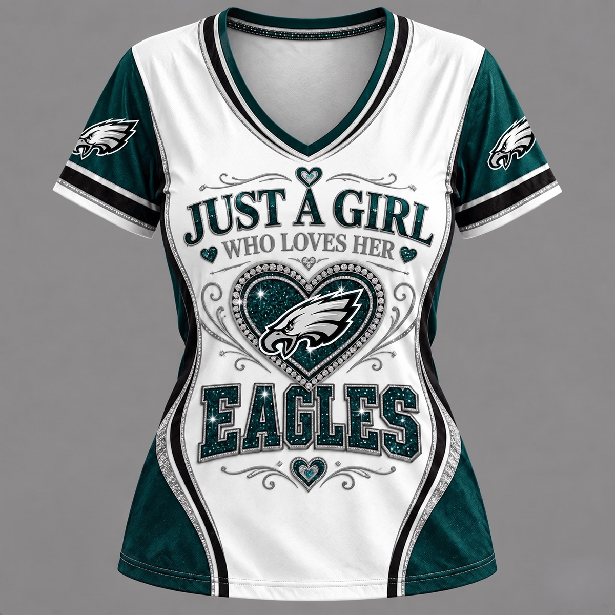 NFL x PHI Just A Girl V-Neck Shirt