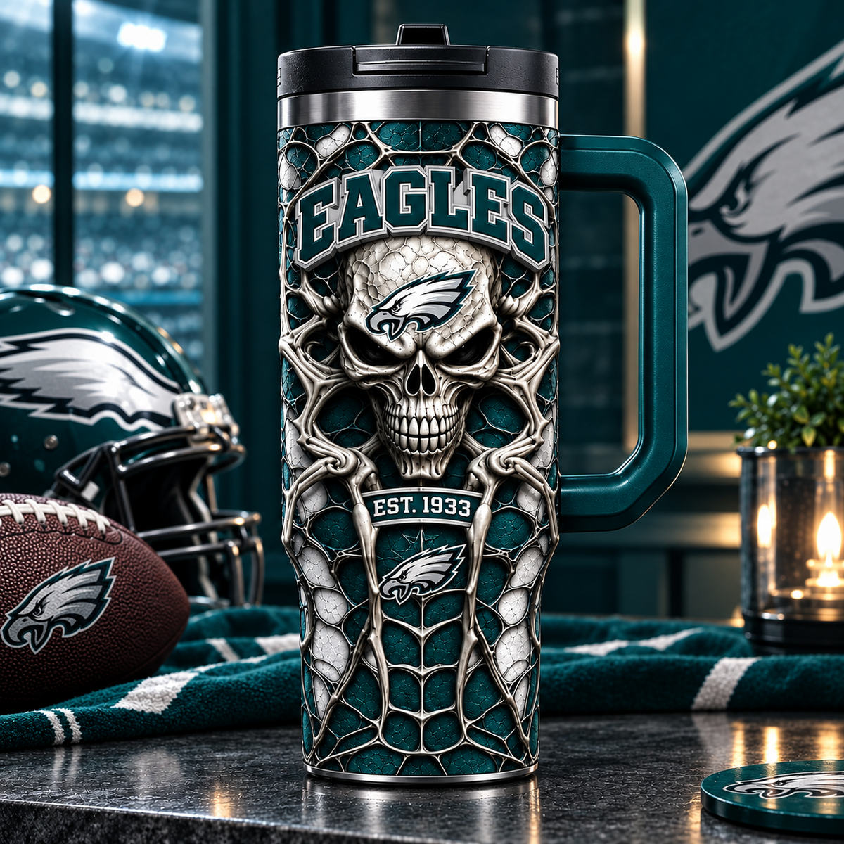 NFL x PHI Skull 40oz Tumbler With Straw