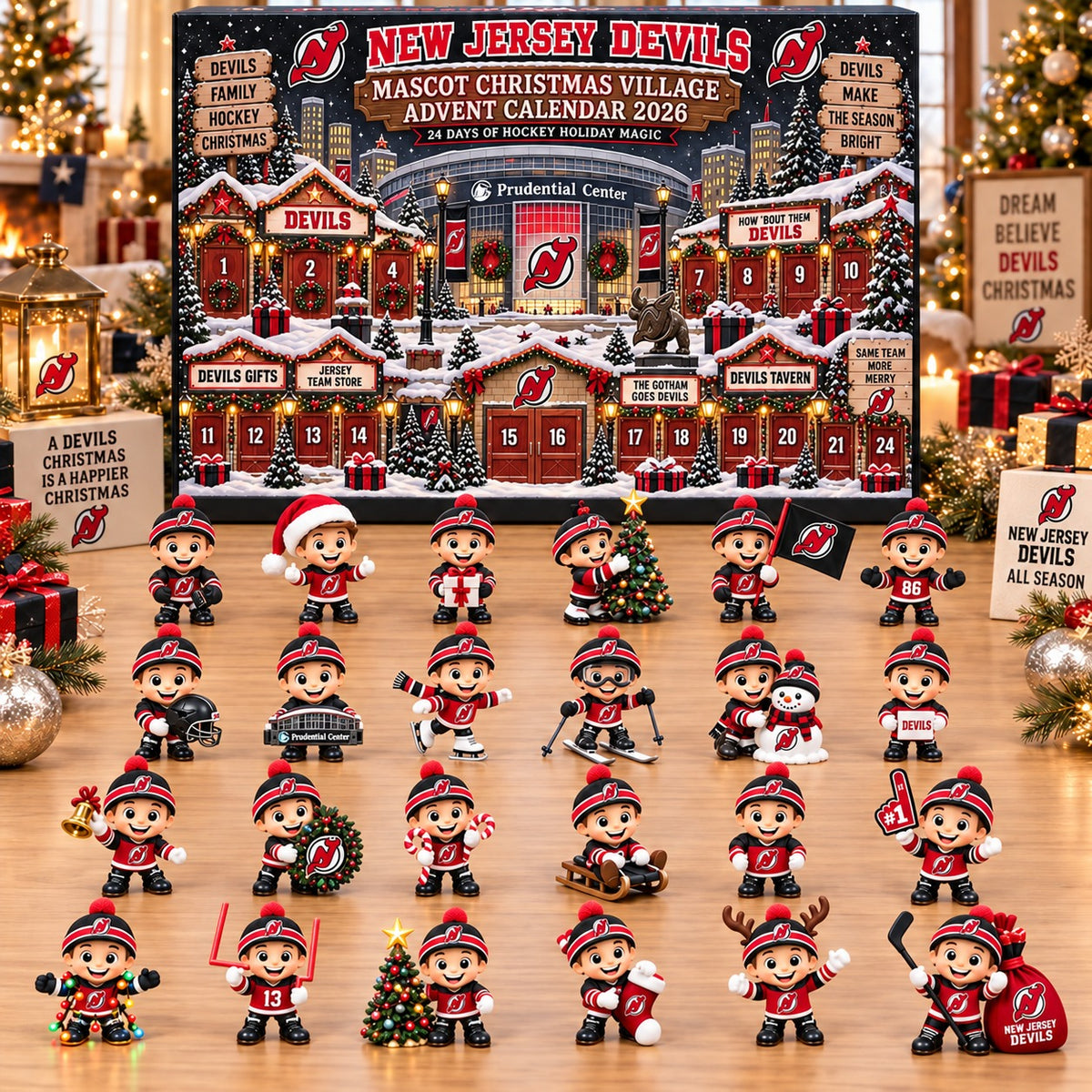 NJD x NHL Mascot Christmas Village Advent Calendar Blink Box