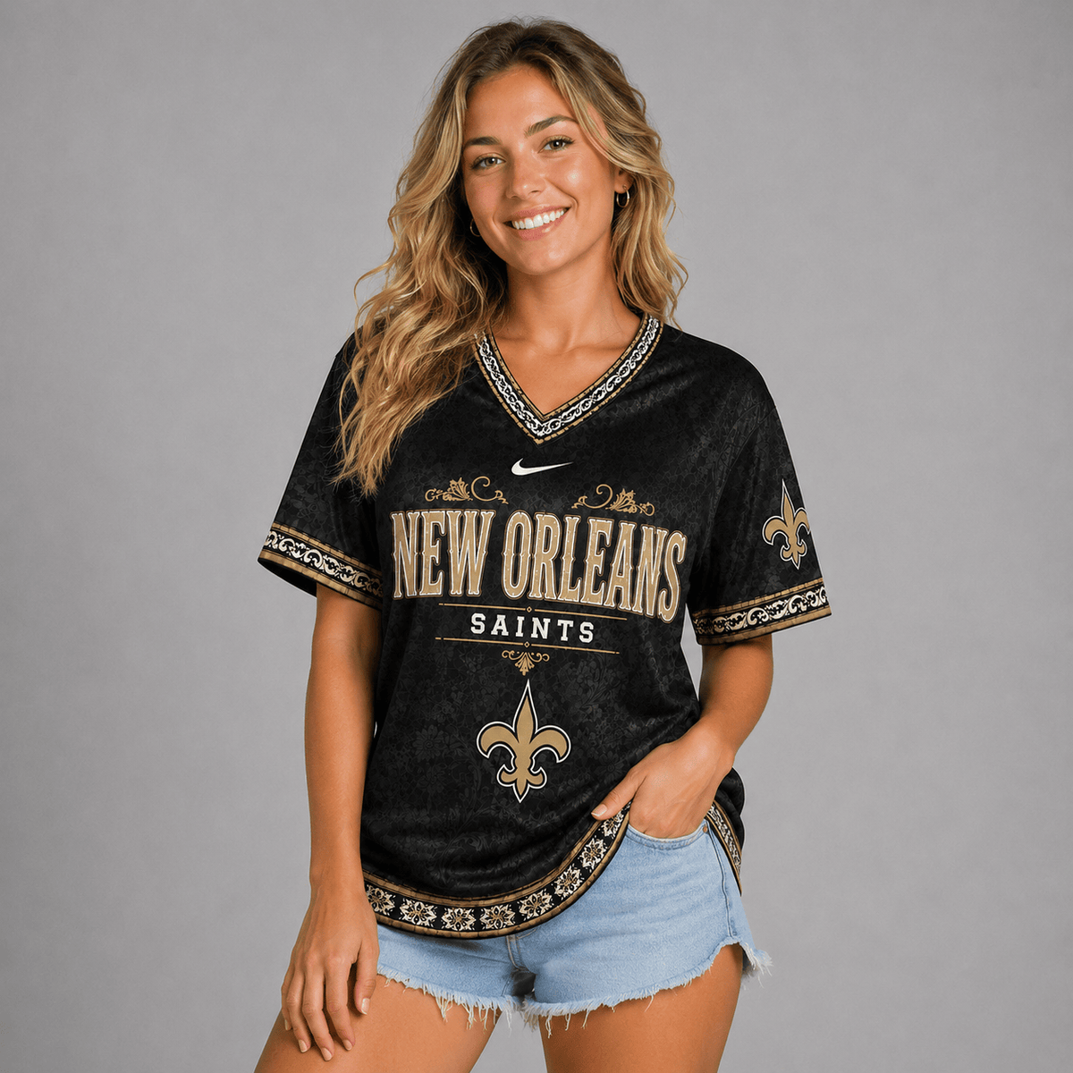 NOS Premium NFL Classic Floral Satin Shirt