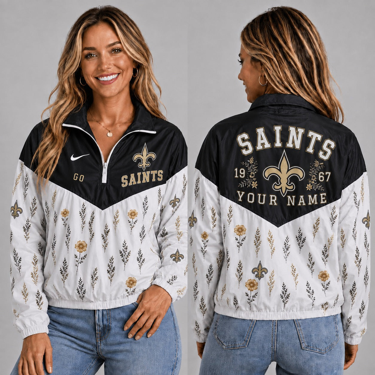 NOS x NFL Personalized Women Quarter Zip Jacket