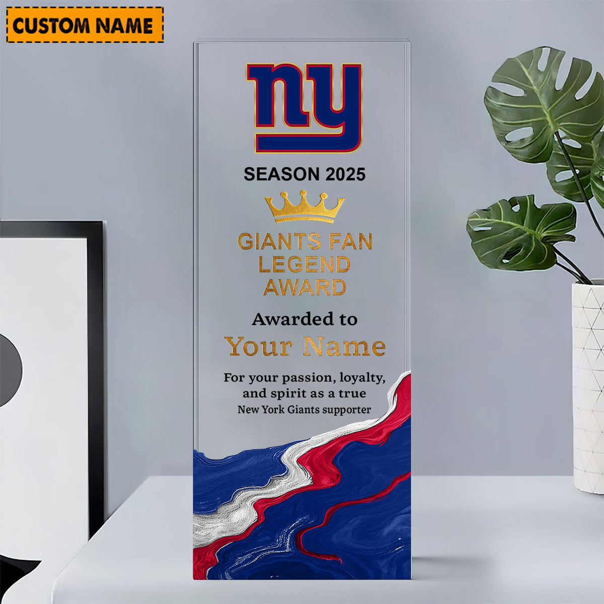 NYG NFL Personalized Acrylic Award Plaque Funny Christmas Gift For Family